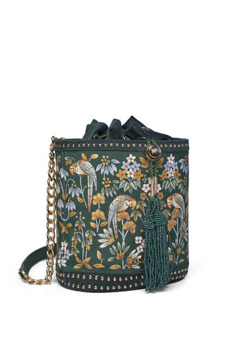 Pichhwai Bucket Bag - Starling Green, Green, image 8